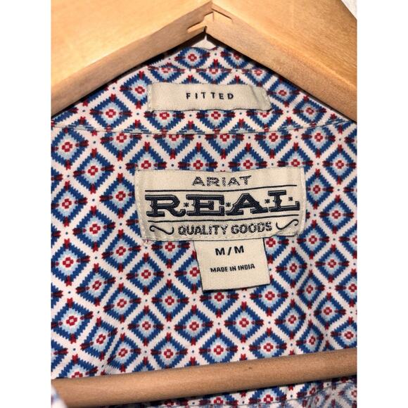 Ariat Real Shirt Womens Medium Real Fitted Stretch Western Aztec Cowboy - Picture 4 of 7